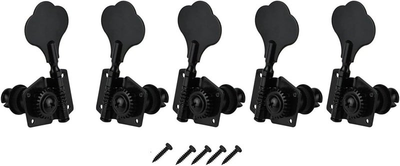 FLEOR 5pcs 4R1L Vintage Open Machine Heads Set for 5 Strings Electric Bass Guitar,Black Color - Image 1