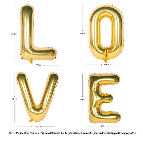 CHANGZHONG Letter Balloons 40 Inch Giant Jumbo Helium Foil Mylar for Party Decorations Gold LOVE - Image 2