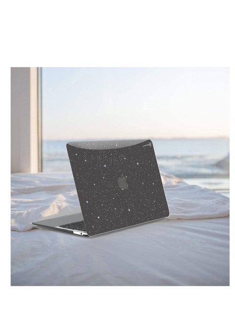 Glitter Case Compatible with MacBook Air 13 inch 2025 Release M4 Chip A3240 and 2024 Release M3 Chip A3113 and 2022 Release M2 Chip A2681, Smooth Laptop Hard Shell Case, Shiny Black