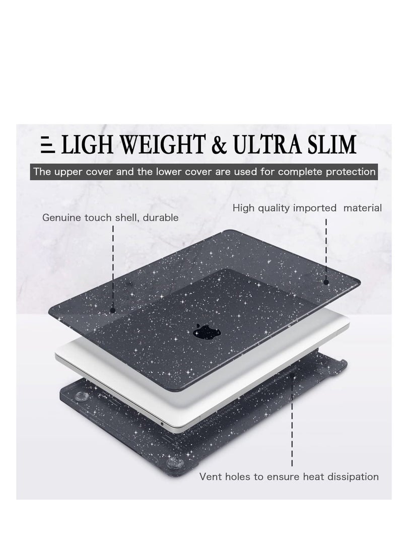 Generic - Glitter Case Compatible with MacBook Air 13 inch 2025 Release M4 Chip A3240 and 2024 Release M3 Chip A3113 and 2022 Release M2 Chip A2681, Smooth Laptop Hard Shell Case, Shiny Black - Image 1
