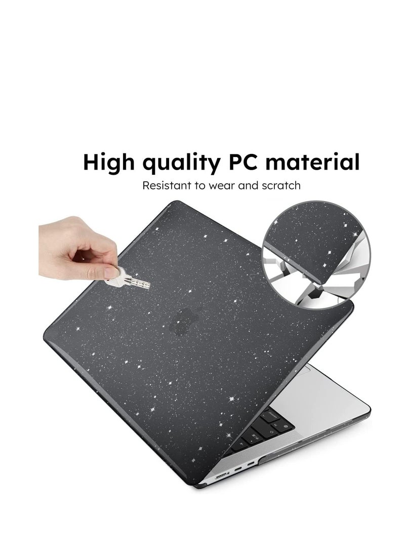 Generic - Glitter Case Compatible with MacBook Air 13 inch 2025 Release M4 Chip A3240 and 2024 Release M3 Chip A3113 and 2022 Release M2 Chip A2681, Smooth Laptop Hard Shell Case, Shiny Black - Image 1