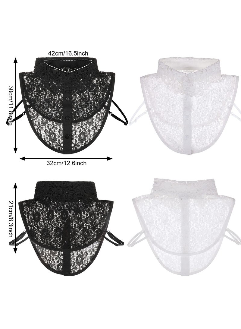 SYOSI 2 Pieces Detachable Collar Women Shirt, Lace-up Blouse Half Collar Faux Women Shirts Blouses, Fake Collar Detachable Decorative Shirt for Women - Image 2