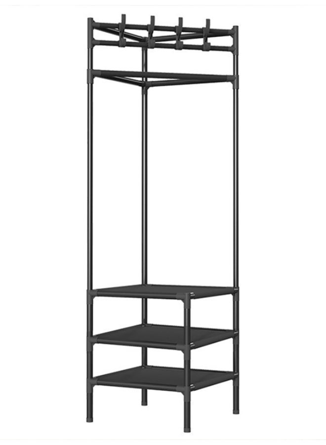 كوزينيست رف ملابس زاوي قائم بذاته بثلاثة مستويات، منظم معاطف وخزانة باللون الأسود، موفر للمساحة للغرفة والمدخل والمنزل - Image 2