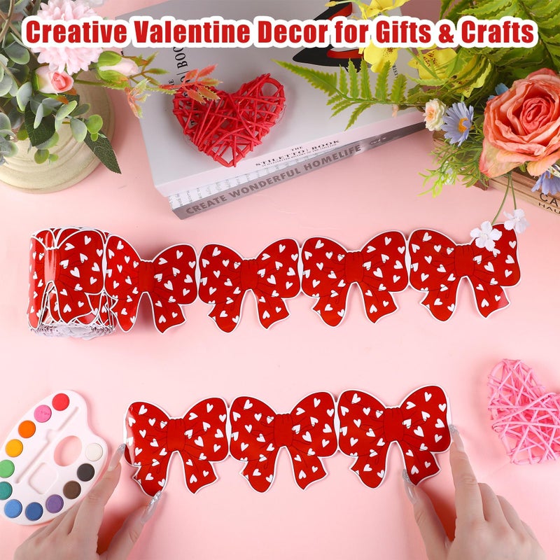 Aodaer 65.6Ft Valentine Bow Bulletin Board Border Red Bow Tie & Heart Die-Cut Border Trim Valentine Border Decor For Classroom Chalkboard Home Office Wedding Anniversary - Image 4