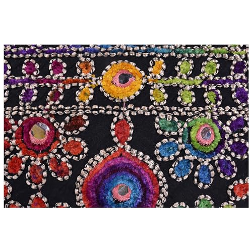 Craft Trade Clutch Bags for Women - Rajasthani Hand Embroidered Mini Crossbody Bag Women's Cluches for Wedding Party Gifts (Multi Black) - Image 2