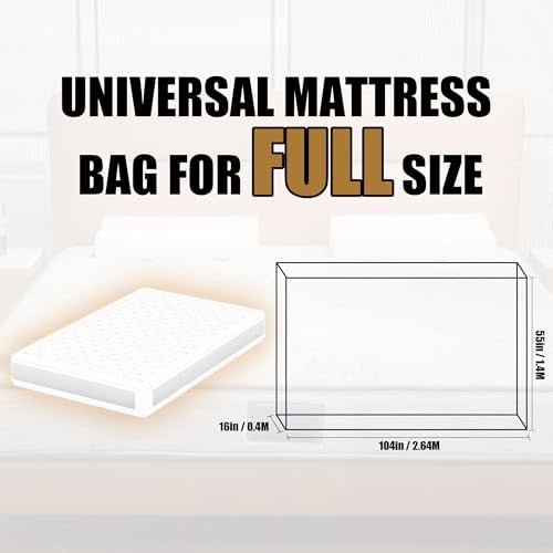 PROMORE Full Plastic Mattress Bag for Disposal, Clear Mattress Covers for Moving or Storage(1.5Mil,Full Size,104"x55"x16") - Image 2