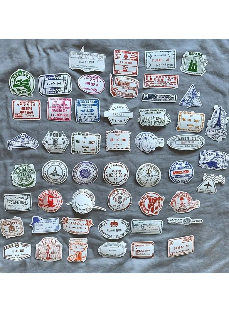 جلوسكي 50pcs/pack الموضوع الحضري قابل لإعادة الاستخدام لامع ذاتي اللصق البلاستيك غير المنتظم الشكل الهندسي نمط مختلط لون ديي سلسلة السفر عربة حقيبة دفتر الأمتعة ملصقات زخرفية لامعة السفر - Image 3