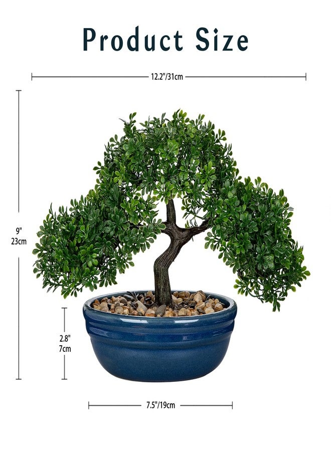 Briful Artificial Bonsai Tree Faux Plants Indoor Fake Plants Decor with Blue Ceramic Pots for Home Table Office Desk Bathroom Shelf Bedroom Living Room Farmhouse Decor - Image 2
