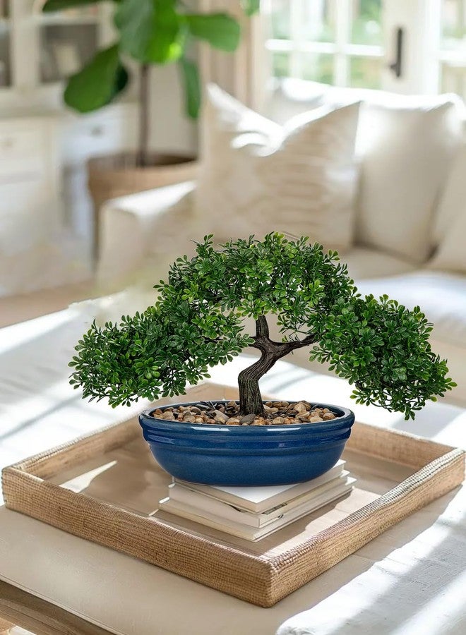 Briful Artificial Bonsai Tree Faux Plants Indoor Fake Plants Decor with Blue Ceramic Pots for Home Table Office Desk Bathroom Shelf Bedroom Living Room Farmhouse Decor - Image 5