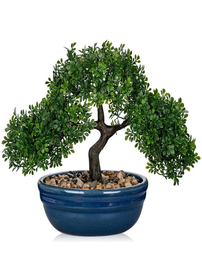 Briful Artificial Bonsai Tree Faux Plants Indoor Fake Plants Decor with Blue Ceramic Pots for Home Table Office Desk Bathroom Shelf Bedroom Living Room Farmhouse Decor - Image 1