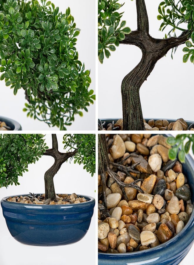 Briful Artificial Bonsai Tree Faux Plants Indoor Fake Plants Decor with Blue Ceramic Pots for Home Table Office Desk Bathroom Shelf Bedroom Living Room Farmhouse Decor - Image 3