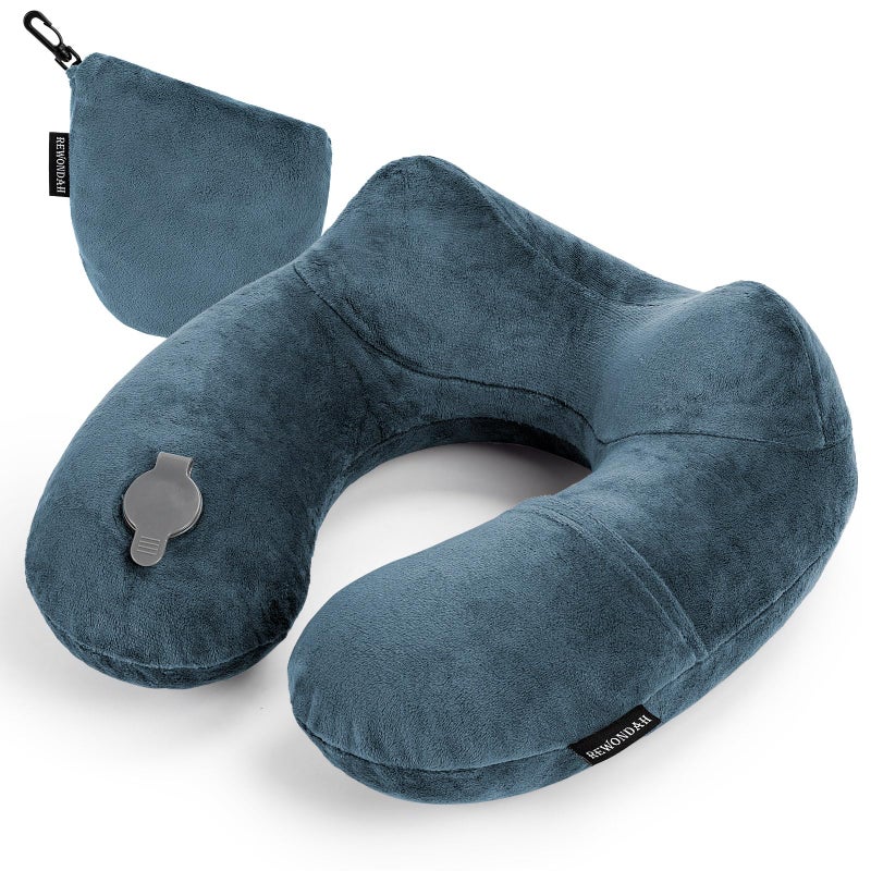 Rewondah Inflatable Travel Pillow for Sleeping Airplane  Inflatable Neck Pillow for Traveling on Plane with Washable Cover Blow up Neck Travel Pillow for Airplanes Cars  Portable and Comfortable