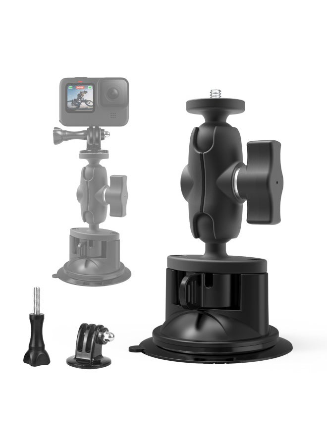 Staring Bracket 25mm Ball Head Motorcycle Outdoor Riding Car Suction Cup Fixed Bracket Shooting Mobile Phone Bracket-Color:One Inch Ball Head Sucker (6CM Connecting Rod) - Image 1