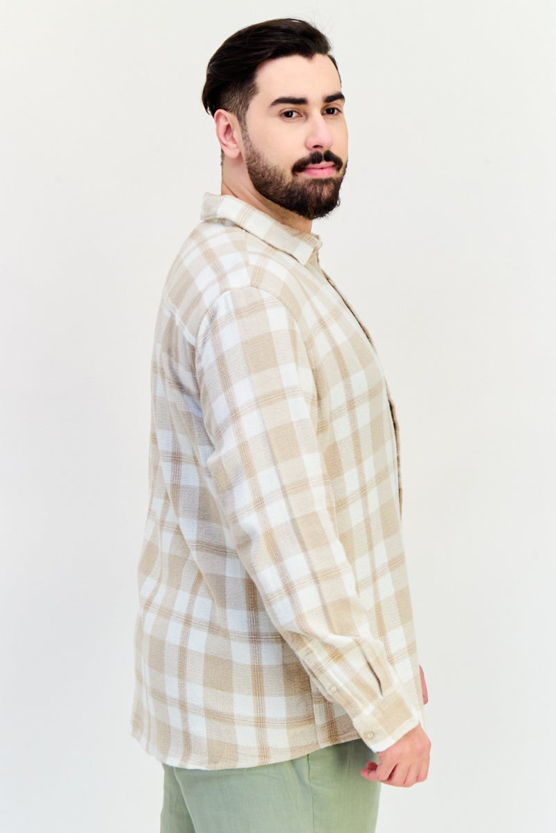 Celio قميص رجالي عادي بقصة مريحة بأكمام طويلة، بيج - Image 2