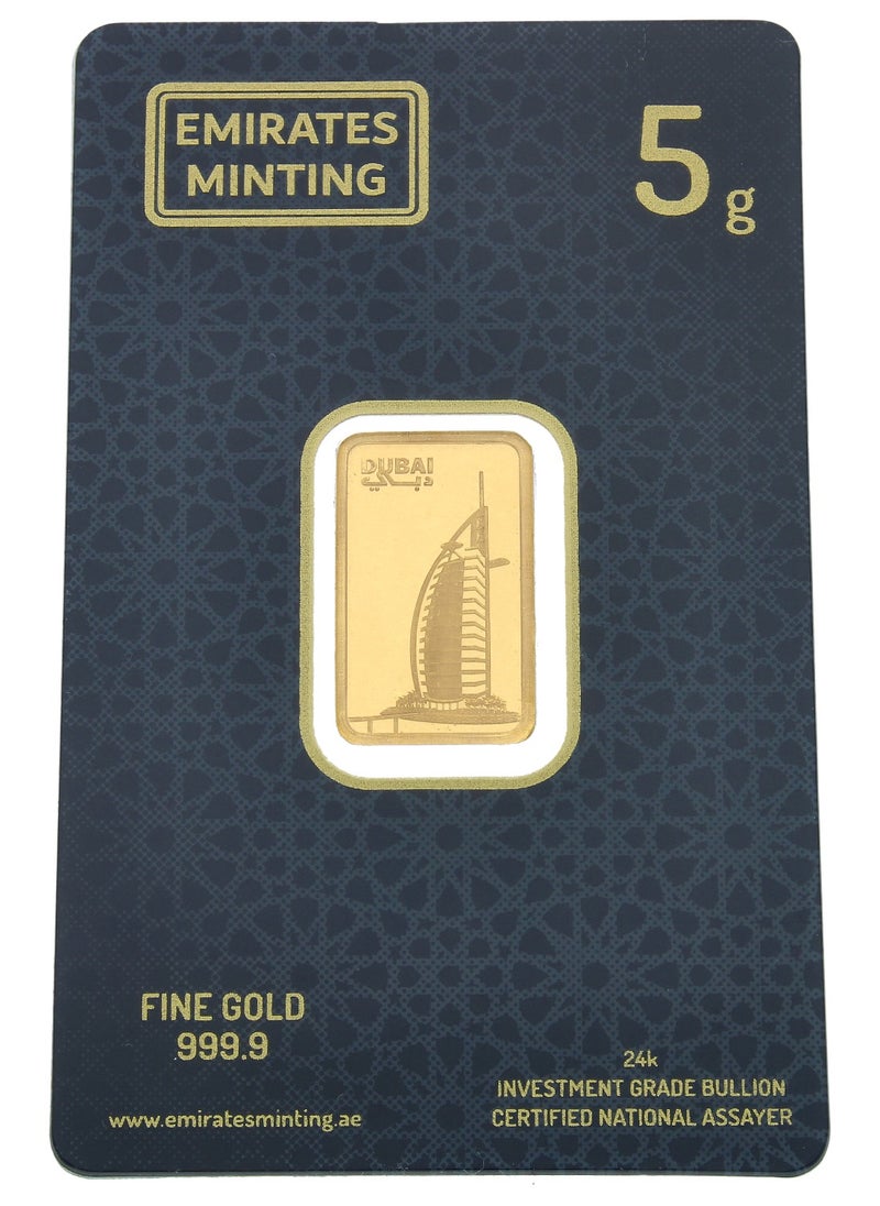 EMIRATES MINTING - Emirates Minting 5 Grams Burj Al Arab Gold Bar 999.9 Purity - Image 1