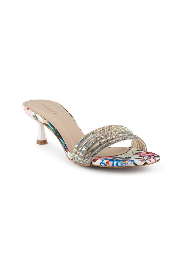 فينتشي صنادل نسائية ذات حزام واحد بكعب متوسط