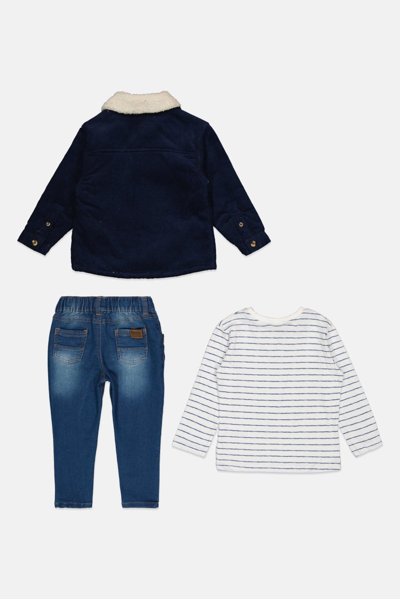 Bench طقم أولاد toddlers مكون من 3 قطع بشعار العلامة التجارية، أزرق داكن - Image 3