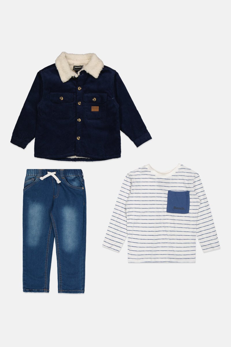 Bench طقم أولاد toddlers مكون من 3 قطع بشعار العلامة التجارية، أزرق داكن - Image 2