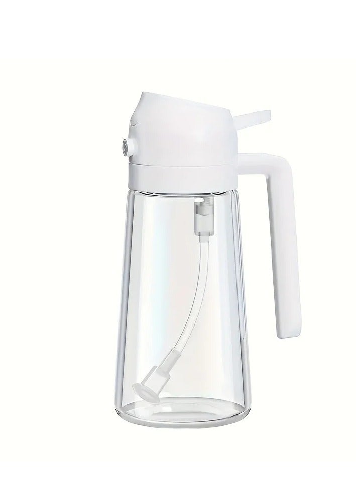 wowofa 2 In 1 Oil Sprayer Glass 470ml Oil Sprayer Dispenser for Cooking White  - Image 1