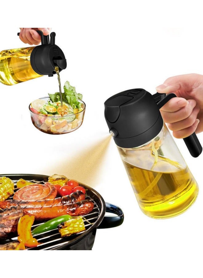 wowofa 2 In 1 Oil Sprayer Glass 470ml Oil Sprayer Dispenser for Cooking White  - Image 2