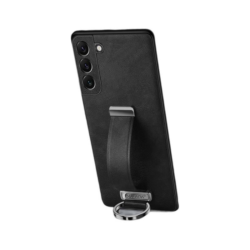Samsung Galaxy S22 Ultra Leather Protective Texture with Kickstand and Wrist Strap Ring Holder in Blue for Daily Use - Image 5
