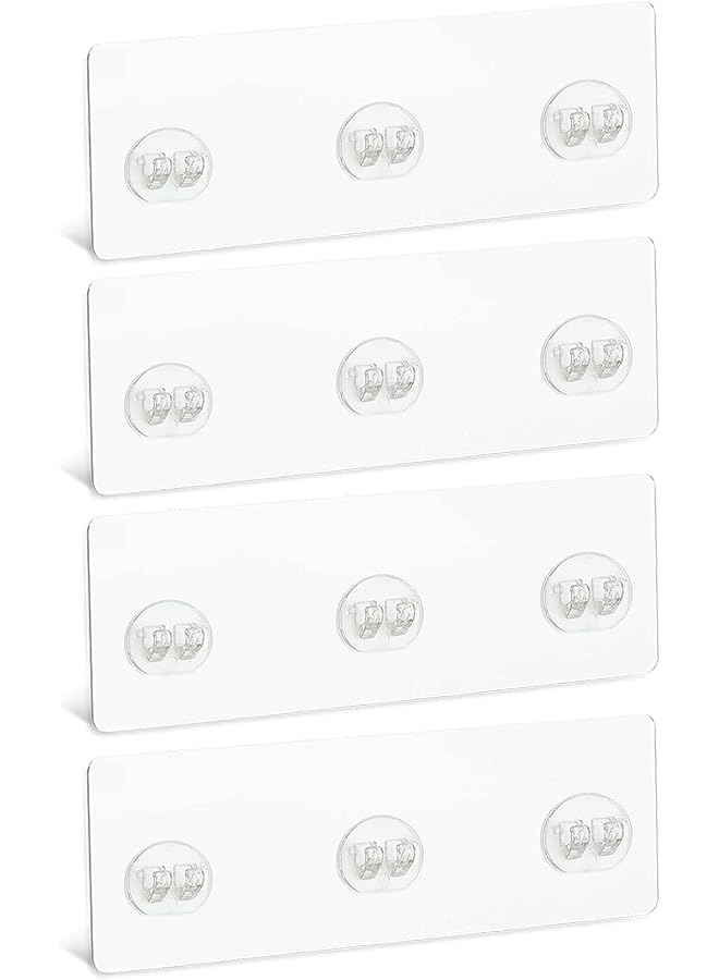 Raxoom Shower Caddy Adhesive Sticker Replacement Hook, with Strong Sticky, No Drilling Bath Toilet Kitchen Organizer Accessories (Transparent 3 hooks) 4 PCS - Image 1