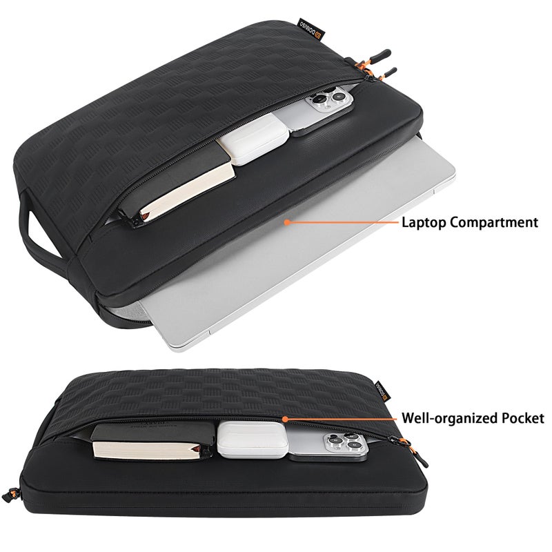 DOMISO 14 Inch Laptop Case Sleeve, Waterproof & Shockproof Protective Cover with Handle, Fits Most 14â€ Laptops Like MacBook Pro, Dell XPS, HP-,Black - Image 4