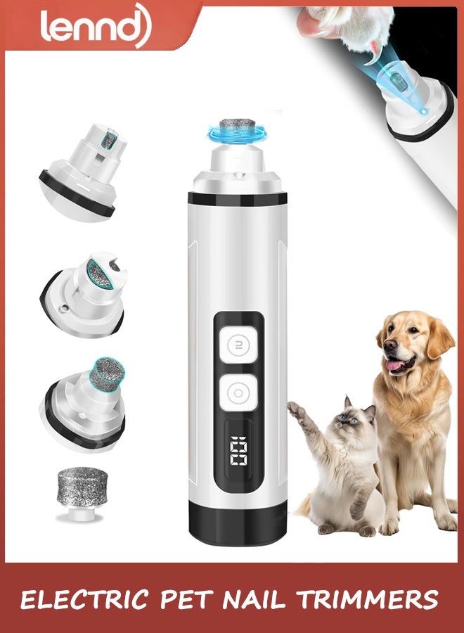 LENND Dog Nail Trimmers Ultra Quiet Electric Pet Dog Nail Clippers Cat Nail Clipper with Led Lights Nail Grinder High Speed Nail File Electric Clippers for Grooming Small, Medium,Large Dogs and Cats (white) - Image 1