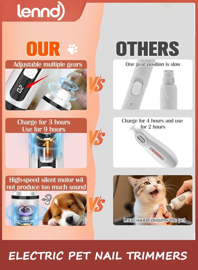 LENND Dog Nail Trimmers Ultra Quiet Electric Pet Dog Nail Clippers Cat Nail Clipper with Led Lights Nail Grinder High Speed Nail File Electric Clippers for Grooming Small, Medium,Large Dogs and Cats (white) - Image 3