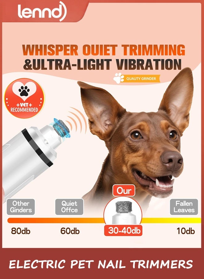 LENND Dog Nail Trimmers Ultra Quiet Electric Pet Dog Nail Clippers Cat Nail Clipper with Led Lights Nail Grinder High Speed Nail File Electric Clippers for Grooming Small, Medium,Large Dogs and Cats (white) - Image 4