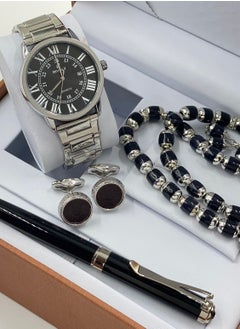 4 Piece Men's Watch Set Wrist Watch Set Wth Fountain Pen Button