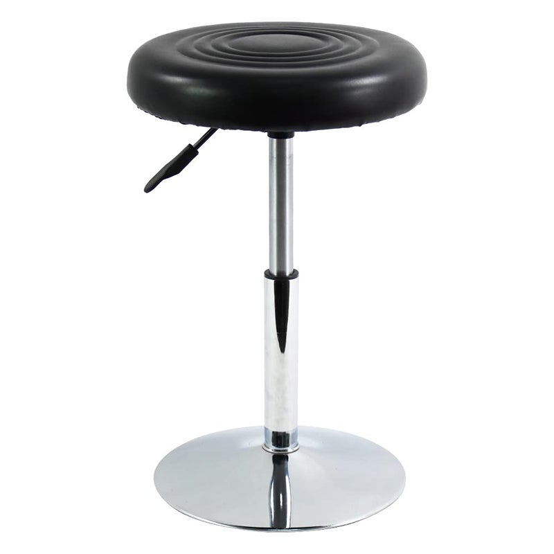 FURWOO PU Leather Short Round Cushion Spa Stool Height Adjustable Swivel Salon Stool for Home Kitchen Barber Shop SmallBlack