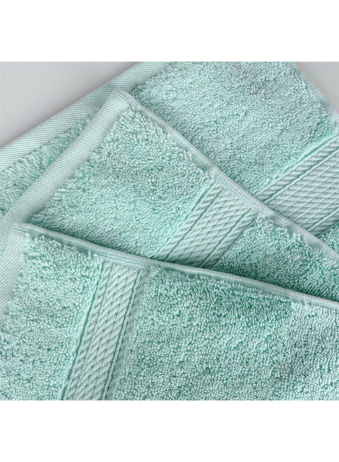 Superior Solid Egyptian Cotton Face Towel Set, 13" x 13", Seafoam, 6-Pieces