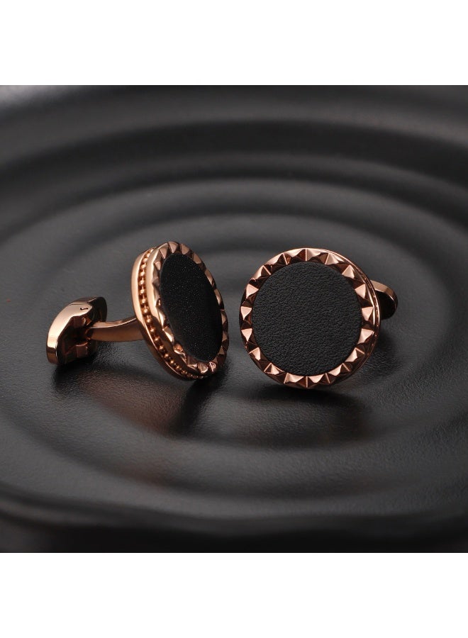 زنك أزرار أكمام زينك رجالي باللون الذهبي الوردي والأسود | ZJCL003RG - Image 5