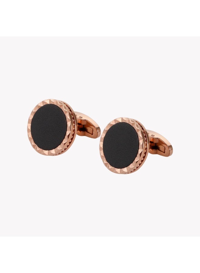 زنك أزرار أكمام زينك رجالي باللون الذهبي الوردي والأسود | ZJCL003RG - Image 1