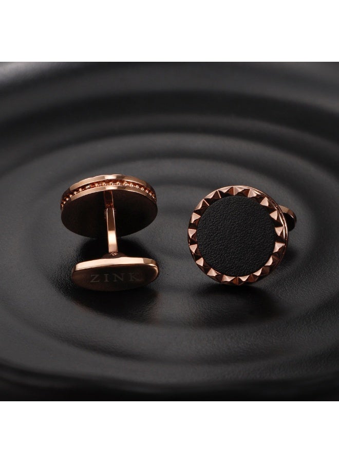 زنك أزرار أكمام زينك رجالي باللون الذهبي الوردي والأسود | ZJCL003RG - Image 4