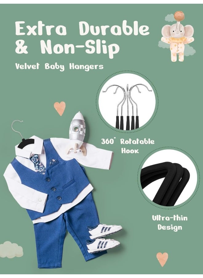 HOUSE DAY HOUSE DAY Velvet Baby Hangers 50 Pack, Premium Children's Hangers for Baby, Infant & Toddler Clothes, Durable Non Slip Baby Felt Hangers Black, 11 Inch Baby Hangers for Closet, Ideal for Everyday Use  - Image 5