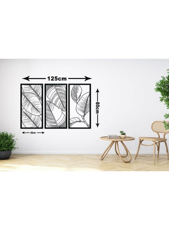 هوم جاليري مجموعة من 3 ألواح خشبية من أوراق التين، لوحة فنية جدارية خشبية - Image 4