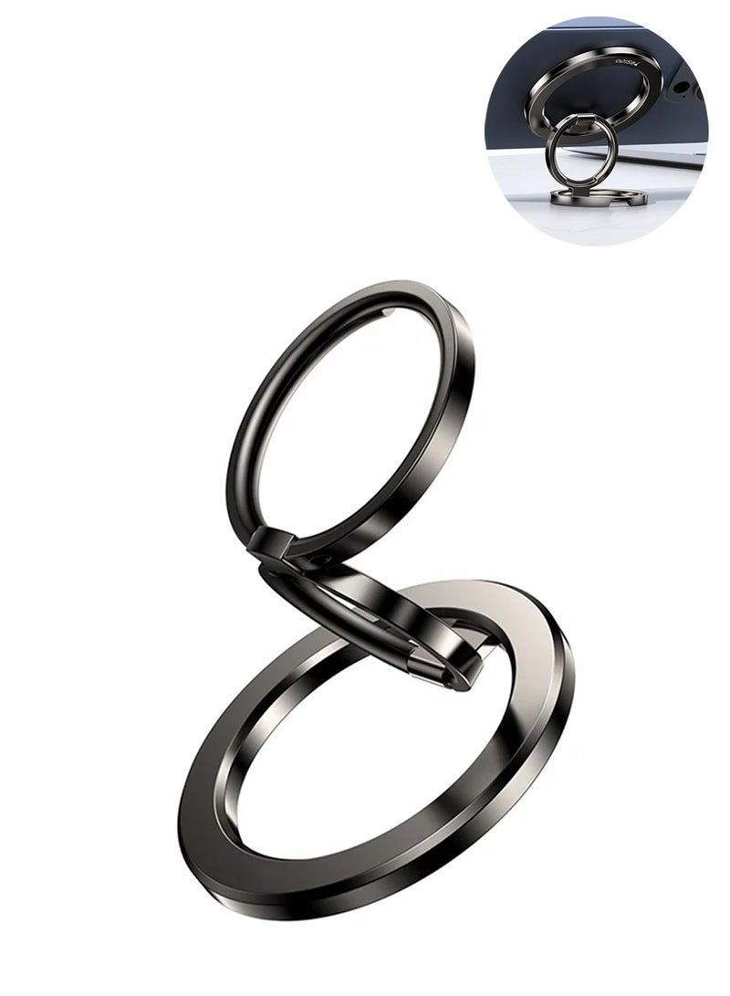 CHAPPELINE ST24 Double Ring Zinc Alloy Magnetic Folding Ring Kickstand for Mobile Phone - Black - Image 1