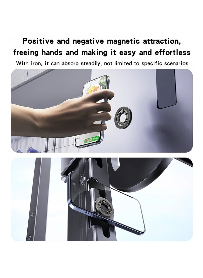 CHAPPELINE ST24 Double Ring Zinc Alloy Magnetic Folding Ring Kickstand for Mobile Phone - Black - Image 2