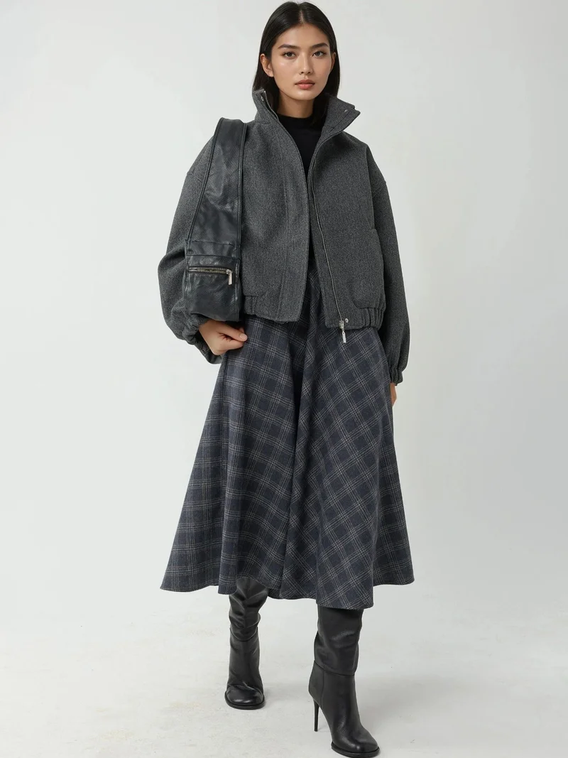 HICCUP Plaid Maxi Skirt with A-Form Fit