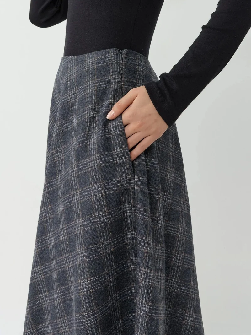 HICCUP Plaid Maxi Skirt with A-Form Fit