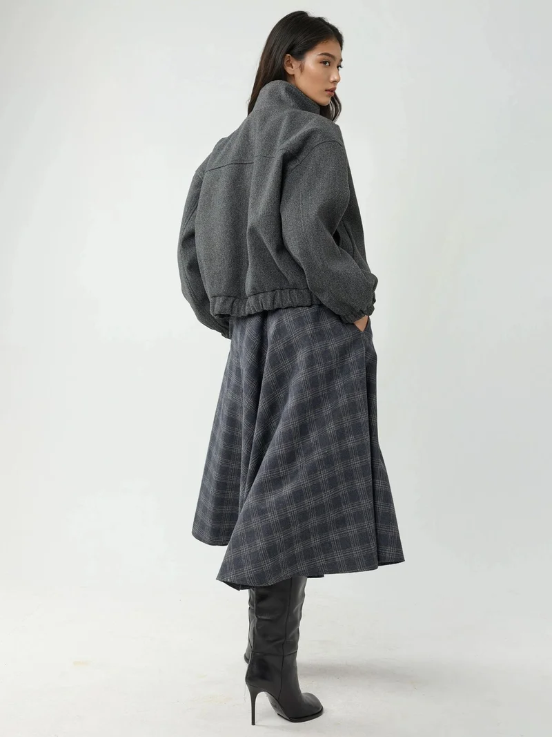 HICCUP Plaid Maxi Skirt with A-Form Fit