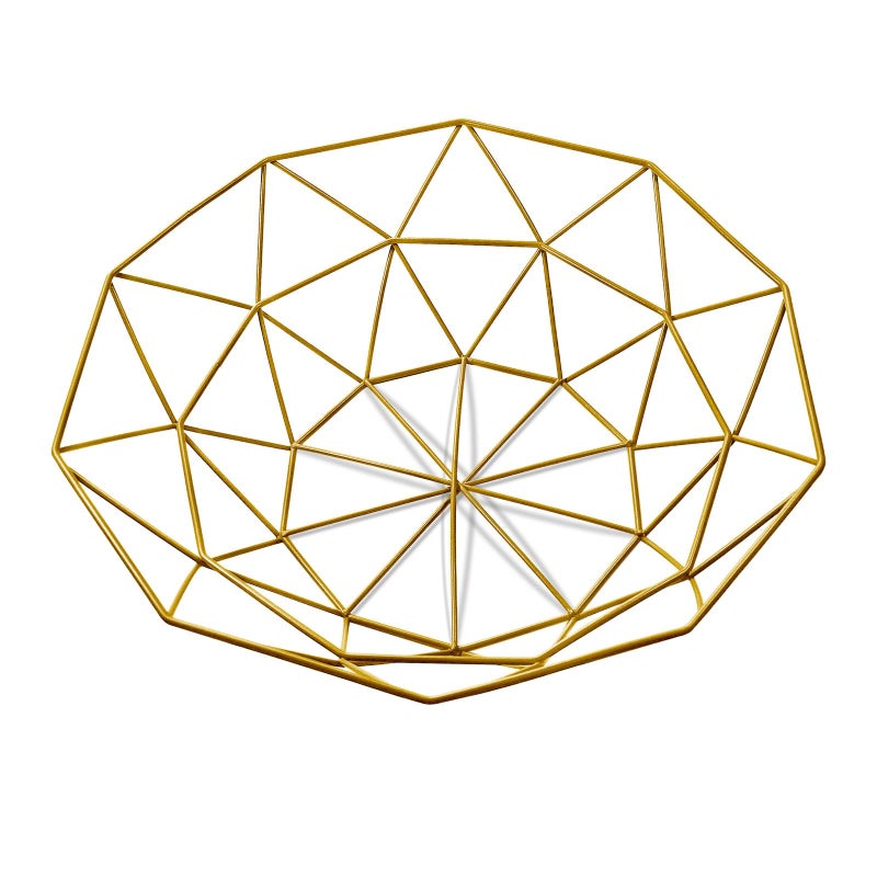 IBWell Geometric Metal Wire Fruit Bowl, Iron Arts Fruit Storage Baskets (Gold, Normal) - Image 3