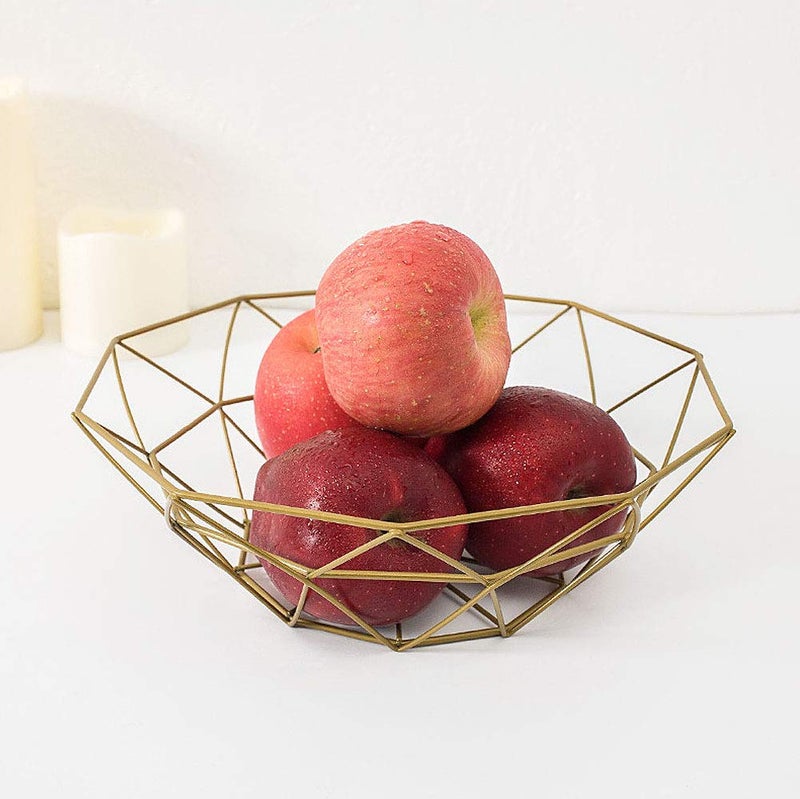 IBWell Geometric Metal Wire Fruit Bowl, Iron Arts Fruit Storage Baskets (Gold, Normal) - Image 5