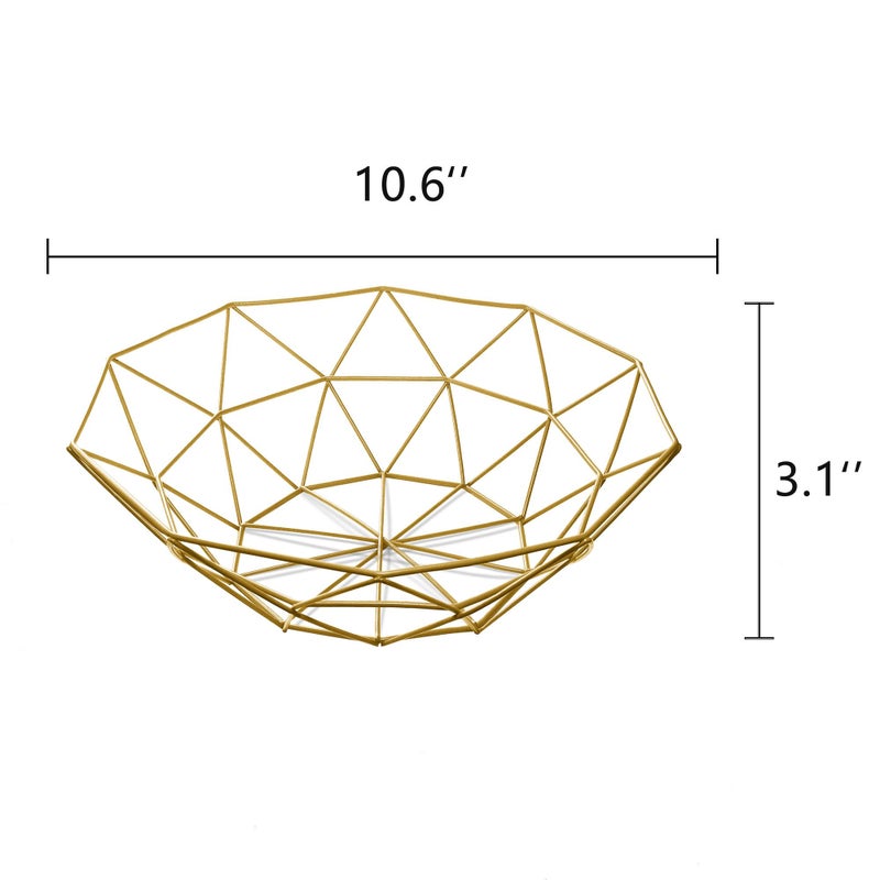 IBWell Geometric Metal Wire Fruit Bowl, Iron Arts Fruit Storage Baskets (Gold, Normal) - Image 2