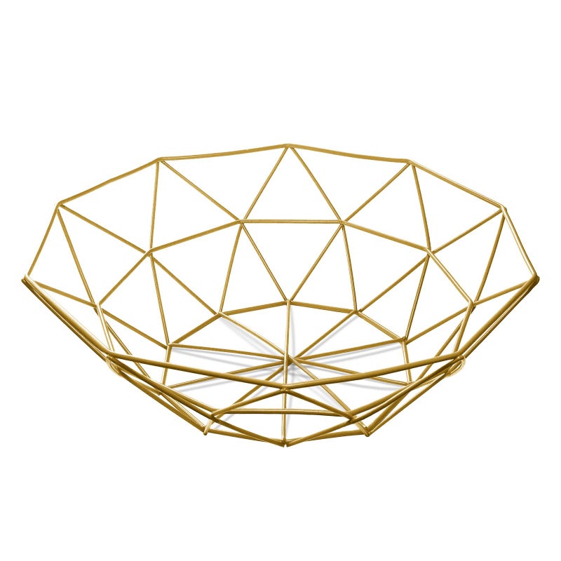 IBWell Geometric Metal Wire Fruit Bowl, Iron Arts Fruit Storage Baskets (Gold, Normal) - Image 1