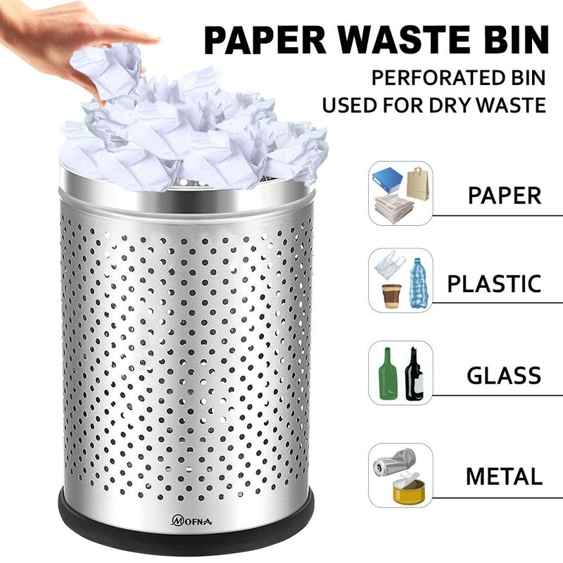 mofna Stainless Steel Perforated Dustbin for Home, Trash Can with Anti-skid Base, Garbage Bin for Bathroom, Office, Bedroom, Kitchen & Toilet or Commercial Use (18 Litre) - Image 5