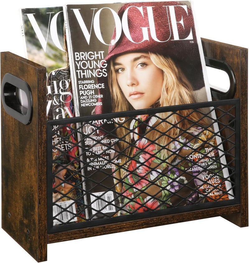 YINMIT Magazine Holder, Magazine Rack for Desktop and Home Office, Farmhouse File Storage Basket for Letters, Magazines, Books, Newspapers (Small) - Image 1