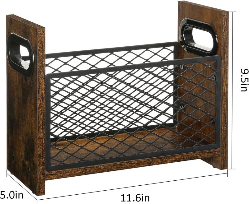 YINMIT Magazine Holder, Magazine Rack for Desktop and Home Office, Farmhouse File Storage Basket for Letters, Magazines, Books, Newspapers (Small) - Image 4